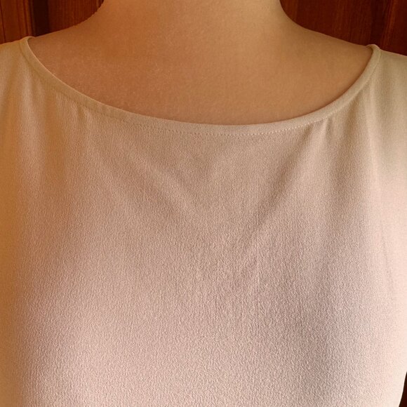 Eileen Fisher Silk Georgette Crepe Bateau Neck Sleeveless Tunic, Bone, SZ M, NWT - Picture 4 of 16